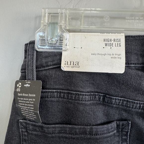 NWT a.n.a. Embellished High Rise Wide Leg Jeans Woman Sz 2 Black Onyx Rhinestone - Picture 6 of 8